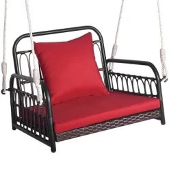 Tangkula Single Person Hanging Swing Outdoor Hanging Seat W/ Back Cushion & Seat Cushion -Tangkula GUEST bc8b22df 647a 4772 b01d f149994ac0e7