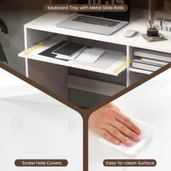 Tangkula Computer Desk W/ Charging Station 43.5” Gaming Table Workstation W/ Keyboard Tray CPU Stand & Storage Shelves White/Black 17 Tangkula Computer Desk W/ Charging Station 43.5” Gaming Table Workstation W/ Keyboard Tray CPU Stand & Storage Shelves White/Black -Tangkula GUEST bcb2606f 6943 42e5 8934 9f9e3a19bbda