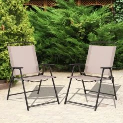 Tangkula 2/4 Piece Patio Folding Chairs Outdoor Dining Chairs W/ Breathable Fabric Heavy Duty Steel & Rustproof Steel Frame