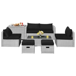 Tangkula 8 Pieces All-Weather PE Rattan Patio Furniture Set Outdoor Space-Saving Sectional Sofa Set With Storage Box -Tangkula GUEST bcde80e6 841a 4702 9586 4941ce115bff