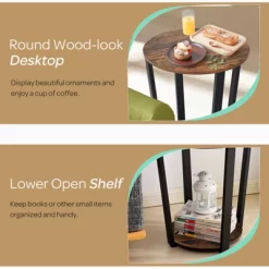 Tangkula 2-Tier Industrial Round End Table Metal Sofa Side Table W/ Storage Shelf -Tangkula GUEST bd1517da 4825 4845 a859 6bc4c5d9cb93