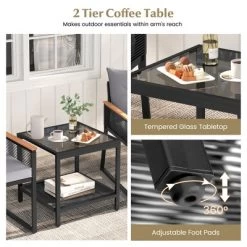 Tangkula 3 PCS Patio Furniture Set PE Rattan Wicker Chairs W/ 2 Tier Coffee Table Soft Back 14 Tangkula 3 PCS Patio Furniture Set PE Rattan Wicker Chairs W/ 2 Tier Coffee Table Soft Back -Tangkula GUEST bd1673e5 7c1a 41a9 a86b 3a526699f908