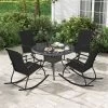 Tangkula Set Of 4 Outdoor Rocking Chair Patio Rocker W/ Breathable Fabric Black -Tangkula GUEST bd23ea06 8a83 4c0c b19d 44e627cce6f7