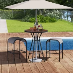 Tangkula 28" Outdoor Bar Table W/ Wood-Like Tabletop Umbrella Hole & Footrest For Backyard -Tangkula GUEST bd7a13eb b03c 4df7 b3e3 225da94cd05d