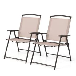 Tangkula 2/4 Piece Patio Folding Chairs Outdoor Dining Chairs W/ Breathable Fabric Heavy Duty Steel & Rustproof Steel Frame -Tangkula GUEST bd7a577c 6891 413e 9f76 db8289629ce3
