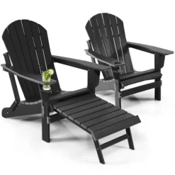 Tangkula 2PCS Adirondack Chair W/Ergonomic Design&Ottoman Outdoor Armchair HDPE Chair For Yard&Patio Black/Coffee/Grey/Turquoise/White -Tangkula GUEST bd927223 4933 4a36 b84c 859df3e84799