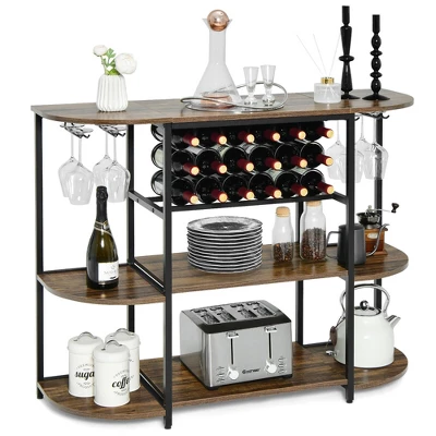 Tangkula Wine Rack Table Coffee Bar Cabinet Freestanding Liquor Stand Glass Holder 7 Tangkula Wine Rack Table Coffee Bar Cabinet Freestanding Liquor Stand Glass Holder - Image 5