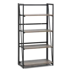 Tangkula 4 Tiers Folding Bookshelf Home Office Industrial Bookcase Standing Shelving Unit For Decorations & Storage -Tangkula GUEST bdca6e2f 604a 4ba7 91c3 69b151711d3d