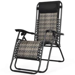 Tangkula Grey Folding Recliner Patio Rattan Zero Gravity Lounge Chair With Headrest -Tangkula GUEST be147d2b cdfc 4ea5 8c55 b4001b2357cb
