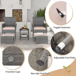 Tangkula 5 Pieces Wicker Patio Furniture Set PE Rattan Porch Chairs W/ Ottomans 15 Tangkula 5 Pieces Wicker Patio Furniture Set PE Rattan Porch Chairs W/ Ottomans -Tangkula GUEST be291489 1e4e 4d61 a0d9 ccd38a8858d9