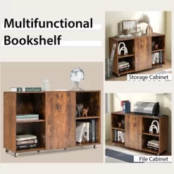 Tangkula 3-Tier Wood Bookcase 6 Cube Bookshelf W/ Door Wheels Display Cabinet 18 Tangkula 3-Tier Wood Bookcase 6 Cube Bookshelf W/ Door Wheels Display Cabinet -Tangkula GUEST be64b64e 4c49 4bd7 a6a2 c306793d1852