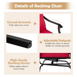 Tangkula 3PCS Outdoor Rocking Chair Set Patio Conversation Bistro Set W/ Red Cushions 14 Tangkula 3PCS Outdoor Rocking Chair Set Patio Conversation Bistro Set W/ Red Cushions -Tangkula GUEST be6b386e 8c15 47a3 bd4e 6778effef94b