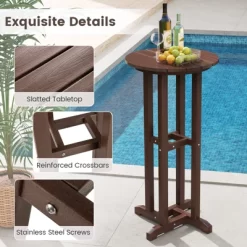 Tangkula 3PCS Outdoor HDPE Bar Table & Chair Set For 2 W/ Footrests For Garden Yard Pool -Tangkula GUEST bef09b38 e5a9 4b79 99b1 e1ec8b527a6d