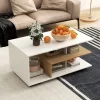 Tangkula Geometric Coffee Table W/ Storage Shelves 3-Tier Rectangular Tea Table -Tangkula GUEST bef92218 1199 4ac4 ab43 f8e63ce48cd4