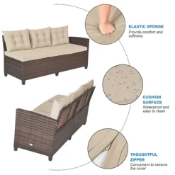 Tangkula 3PCS Rattan Dining Sofa Set W/6 Cushioned Seats Patio Furniture 16 Tangkula 3PCS Rattan Dining Sofa Set W/6 Cushioned Seats Patio Furniture -Tangkula GUEST bf32ca86 a15e 4a43 b335 c93e87d9a6df