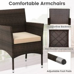 Tangkula 3 Pieces Patio Rattan Furniture Set Outdoor Conversation Set With PE Wicker Armchairs Tempered Glass Top Coffee Table 16 Tangkula 3 Pieces Patio Rattan Furniture Set Outdoor Conversation Set With PE Wicker Armchairs Tempered Glass Top Coffee Table -Tangkula GUEST bf895fd9 4aa6 4859 965d fd63d2201f4d