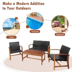 Tangkula 8PCS Patio Conversation Set Outdoor Furniture Set W/ Acacia Wood Frame -Tangkula GUEST bf9b0e54 71fc 49f8 a6b5 65fbe726df22