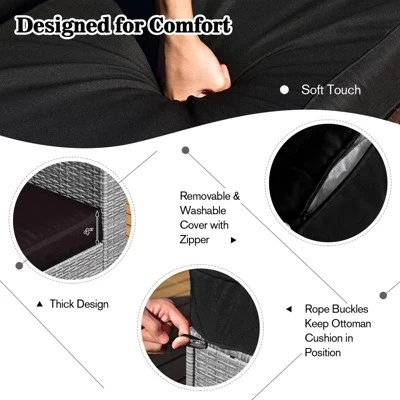 Tangkula 9 PCS Patio Furniture Set With 42" 60,000 BTU Fire Pit Outdoor Space-Saving Sectional Sofa Set With Storage Box Black/Gray/Navy/Red/Turquoise/Off White 5 Tangkula 9 PCS Patio Furniture Set With 42" 60,000 BTU Fire Pit Outdoor Space-Saving Sectional Sofa Set With Storage Box Black/Gray/Navy/Red/Turquoise/Off White - Image 3