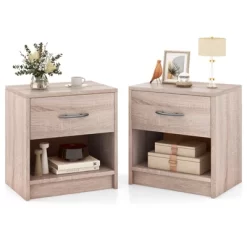 Tangkula 2 PCS Nightstand W/ Drawer Side Table W/ Slide-out Drawer Open Storage Shelf 28 Tangkula 2 PCS Nightstand W/ Drawer Side Table W/ Slide-out Drawer Open Storage Shelf -Tangkula GUEST bfdb819c b579 4ab8 b7f6 4cf43d51d93b