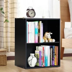 Tangkula 2-Tier Storage Night Stand Open Display Shelf MDF End Table