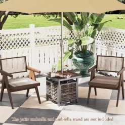 Tangkula 21.5 Inches Outdoor PE Rattan Side Table W/ Resin Tabletop Umbrella Hole 14 Tangkula 21.5 Inches Outdoor PE Rattan Side Table W/ Resin Tabletop Umbrella Hole -Tangkula GUEST bffcc9fb ebde 43f2 9cab ba3212a0b426