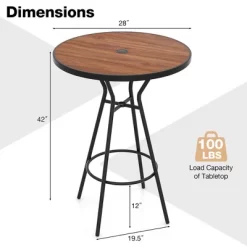Tangkula 28" Outdoor Bar Table W/ Wood-Like Tabletop Umbrella Hole & Footrest For Backyard -Tangkula GUEST c04ab810 09ef 4715 833d 60b5a8903ec0