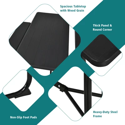 Tangkula Indoor & Outdoor Folding Picnic Table With Bench Seat Heavy Duty Portable Camping Table Set For Camping Dining BBQ Grey/Black/White 5 Tangkula Indoor & Outdoor Folding Picnic Table With Bench Seat Heavy Duty Portable Camping Table Set For Camping Dining BBQ Grey/Black/White - Image 3