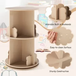 Tangkula Kids Rotating Bookshelf Round Spinning Corner Bookcase W/Bear Baffles Coffee -Tangkula GUEST c08166e4 3071 4db5 83d0 07f828ddfac6
