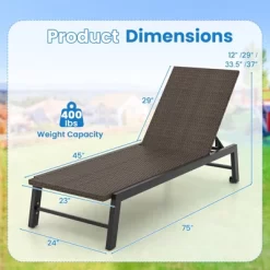 Tangkula PE Wicker Patio Chaise Lounge Chair, Outdoor 4-Position Recliner With Wheels, Outdoor Reclining Chair Mix Brown -Tangkula GUEST c0f60137 617e 4163 8e57 5365bb695784