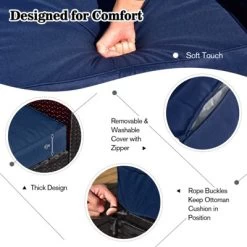 Tangkula 9PCS Furniture Set W/ 32" Fire Pit Table 50,000 BTU Square Propane Fire Pit Patio Navy -Tangkula GUEST c11ff663 9e50 4643 9356 0b688014544a