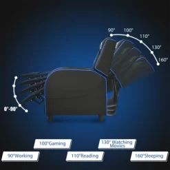 Tangkula PU Leather Gaming Recliner Chair Single Massage Lounge Sofa W/ Lumbar Cushion Blue -Tangkula GUEST c1523763 57c7 400a ad3b 1d035e22d9ff