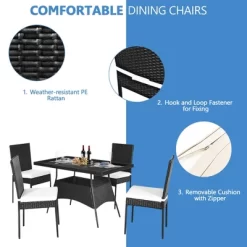 Tangkula 5PCS Patio Wicker Dining Set Outdoor Rattan Furniture Set W/ Cushion -Tangkula GUEST c193ca02 f6e0 43c2 accb db4141756f9a