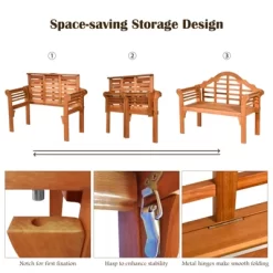 Tangkula Outdoor Wooden Folding Bench Two Person Loveseat Chair Garden Bench -Tangkula GUEST c19d8bbc 5787 44bd b337 e4d405b7639d