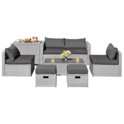 Tangkula 8 Pieces All-Weather PE Rattan Patio Furniture Set Outdoor Space-Saving Sectional Sofa Set With Storage Box -Tangkula GUEST c1a1a8ec 1ad6 4c4e acf7 39b5a8c3ce2b