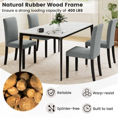 Tangkula Dining Chair Set Of 4 Mid-Century Modern Fabric Upholstered Parson Chairs 6 Tangkula Dining Chair Set Of 4 Mid-Century Modern Fabric Upholstered Parson Chairs - Image 4