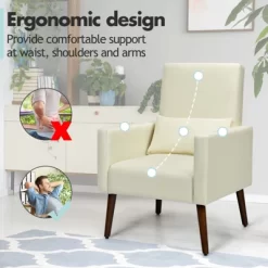 Tangkula 2-in-1 Upholstered Rocking Chair With Wood Leg & Pillow Relax Sofa Chair Light Grey/Beige/Dark Gray -Tangkula GUEST c2648639 0b43 4898 a8fe 51b7d8c995be