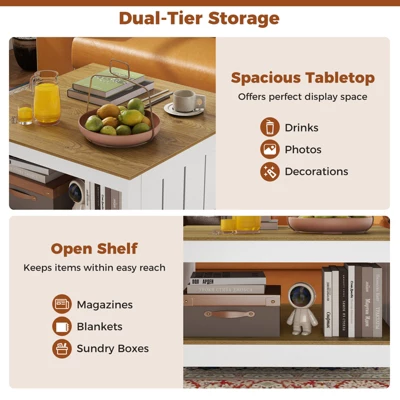 Tangkula Coffee Table W/ Storage Shelf Farmhouse Rustic Center Table Space-Saving 8 Tangkula Coffee Table W/ Storage Shelf Farmhouse Rustic Center Table Space-Saving - Image 6