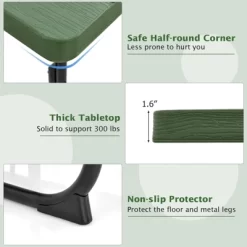 Tangkula 8-person Square Picnic Table Bench Set Outdoor Picnic Table With 4 Benches & Umbrella Hole 500 LBS Capacity Black/Grey/White/Green -Tangkula GUEST c2e6193c 0b81 4859 a58b d6ab9213c790