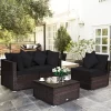 Tangkula 4PCS Rattan Patio Conversation Furniture Set Yard Outdoor W/ Black Cushion -Tangkula GUEST c2eb3f02 9e34 41c1 83f0 398f2b978ffb
