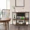 Tangkula Wine Rack Table Coffee Bar Cabinet Freestanding Liquor Stand Glass Holder