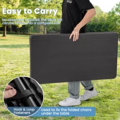 Tangkula Outdoor Table Bench Set Folding Picnic Table Set W/ 2 Benches Sturdy Metal Frame -Tangkula GUEST c31859a5 4a14 4098 bd59 6267b1f4be16