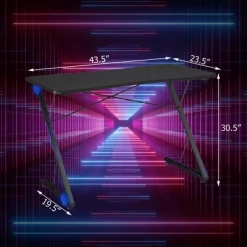 Tangkula Gaming Desk With LED 43.5-Inch Racing Style Computer Desk With Z-Shaped Metal Frame & Carbon Fiber Desktop Ergonomic -Tangkula GUEST c3187ccf 1226 4694 bd7e 83d3ccba459b