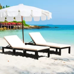 Tangkula 2PCS Cushioned Patio Rattan Chaise Lounge Chair Recliner W/ Adjustable Height -Tangkula GUEST c392c08c 848a 4f16 b4c6 252a9e4a9f7d