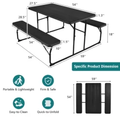 Tangkula Indoor & Outdoor Folding Picnic Table With Bench Seat Heavy Duty Portable Camping Table Set For Camping Dining BBQ Grey/Black/White 18 Tangkula Indoor & Outdoor Folding Picnic Table With Bench Seat Heavy Duty Portable Camping Table Set For Camping Dining BBQ Grey/Black/White -Tangkula GUEST c393aff6 ca84 4b6b 9034 19c6ce9d8073