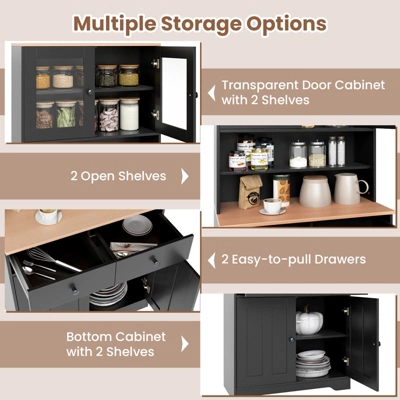 Tangkula Pantry Cabinet 67" Tall Kitchen Floor Cabinet W/ 2 Removable Shelves 2 Drawers 8 Tangkula Pantry Cabinet 67" Tall Kitchen Floor Cabinet W/ 2 Removable Shelves 2 Drawers - Image 6