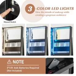 Tangkula 360° Rotating Mirrored Jewelry Cabinet Armoire 3 Color LED Modes Lockable Black -Tangkula GUEST c3f4bf2d 11a3 491f 88da 7674925be5b9