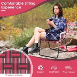 Tangkula Set Of 2 Patio Folding Web Chair Set Portable Beach Camping Chair Red -Tangkula GUEST c410855d f1cf 4ab6 b0ed 4c506dcb9717