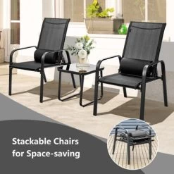 Tangkula 3PCS Patio Adjustable Back Stackable Chairs Side Table Set Bistro Set Classic Furniture Chair Set For Garden Black/Brown/Grey 19 Tangkula 3PCS Patio Adjustable Back Stackable Chairs Side Table Set Bistro Set Classic Furniture Chair Set For Garden Black/Brown/Grey -Tangkula GUEST c4615681 8870 4fbc a5b1 109a1198c3b7