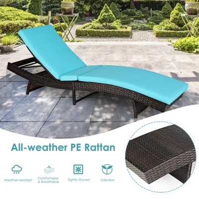 Tangkula Patio Adjustable Rattan Chaise Lounge Chair Folding Reclining Wicker Chair 6 Tangkula Patio Adjustable Rattan Chaise Lounge Chair Folding Reclining Wicker Chair - Image 4