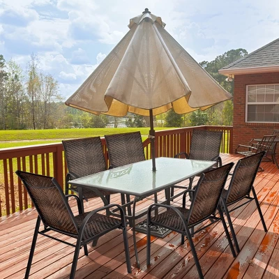 Tangkula 6PCS Outdoor PE Wicker Stacking Dining Chairs Patio Arm Chairs 3 Tangkula 6PCS Outdoor PE Wicker Stacking Dining Chairs Patio Arm Chairs